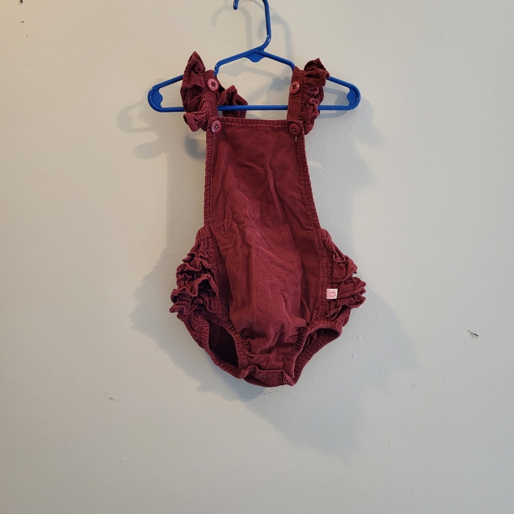 Ruffle Butts Corduroy Overalls 12-18 Months Burgundy like new condition
